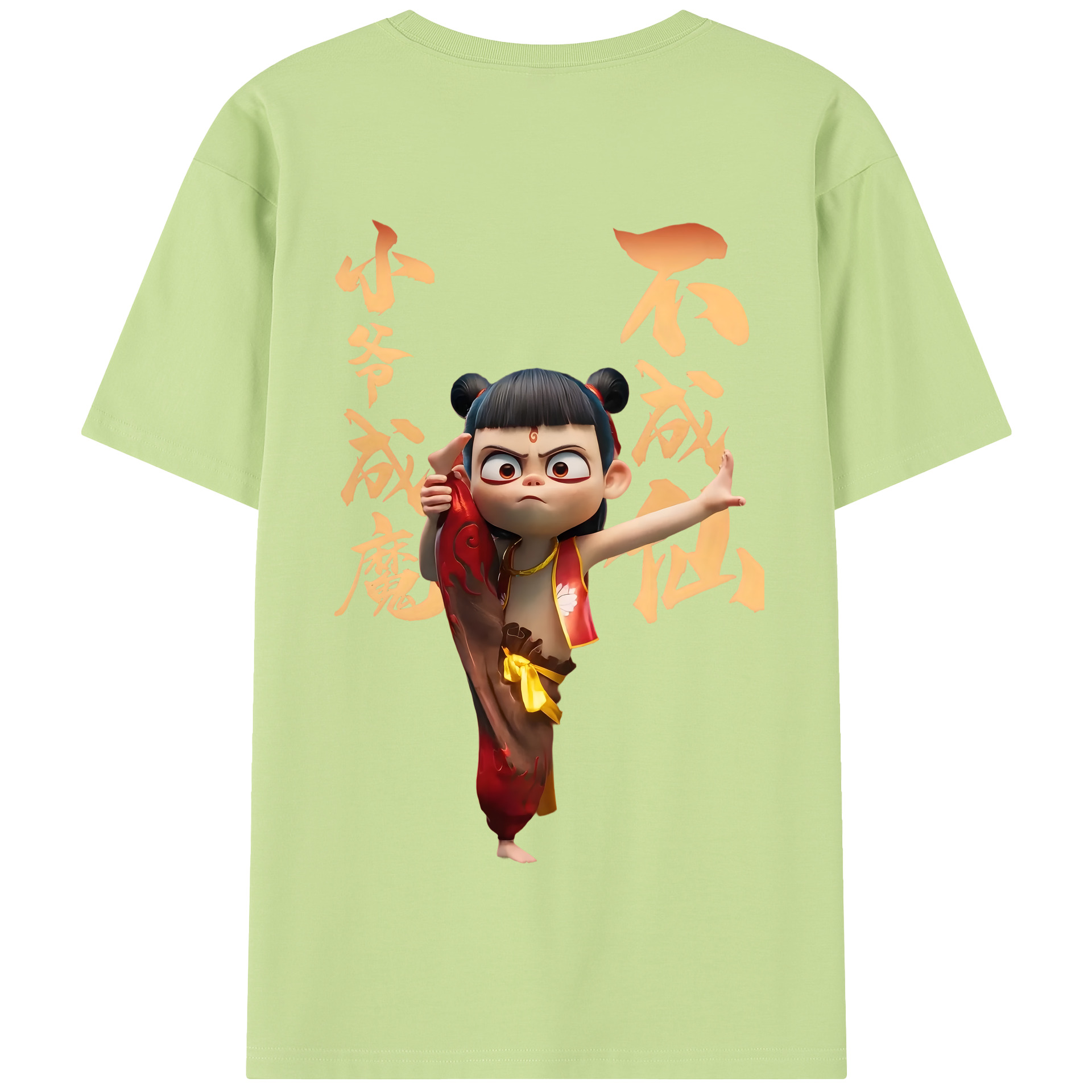 （画像用） Ne Zha 2 ナタ 魔童の大暴れ 綿100％半袖Tシャツ（背面プリント）